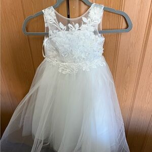 Elegant White Floral Kids Dress
